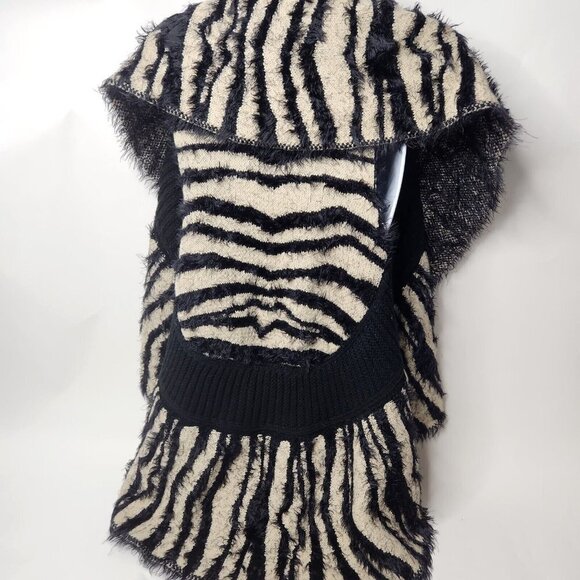 Sioni Women's Size Large Fuzzy Striped Cardigan Open - Picture 2 of 6